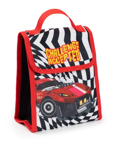 Hot Wheels Checkerboard Flame Kids Black 4 Piece Backpack Set