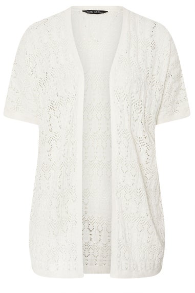 Yours Curve White Crochet Short Sleeve Cardigan