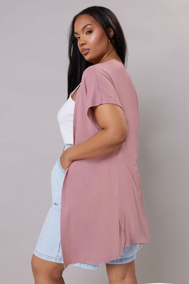 Yours Curve Pink Grown On Sleeve Jersey Cardigan