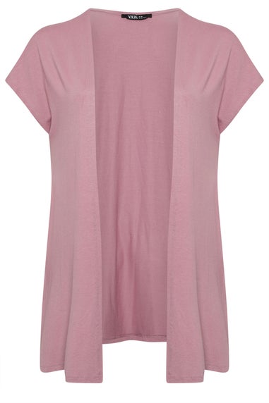 Yours Curve Pink Grown On Sleeve Jersey Cardigan