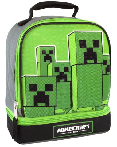 Minecraft Creeper Compartment Zip Green Lunchbag
