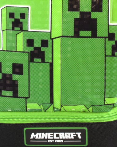 Minecraft Creeper Compartment Zip Green Lunchbag
