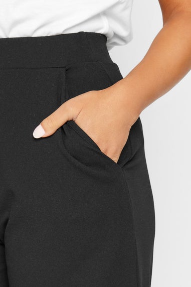 PixieGirl Petite Black Stretch Scuba Wide Leg Trousers
