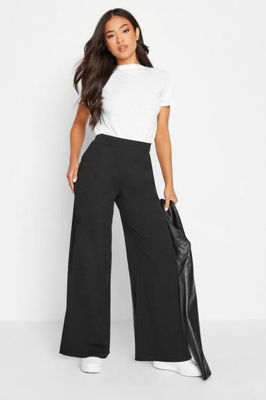 PixieGirl Petite Black Stretch Scuba Wide Leg Trousers