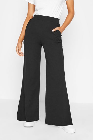 PixieGirl Petite Black Stretch Scuba Wide Leg Trousers