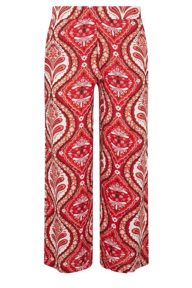 Pixiegirl Petite Red Paisley Print Wide Leg Trousers