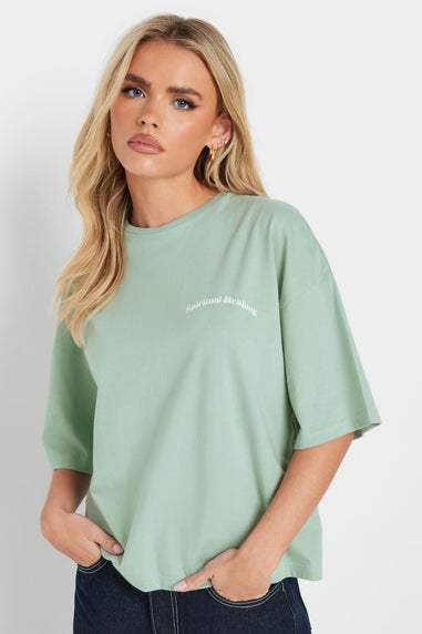 Pixiegirl Sage Green Spiritual Healing Back Graphic T-Shirt