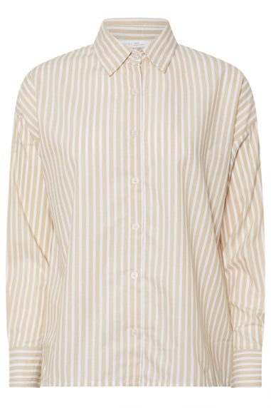 PixieGirl Petite Stone Brown Stripe Tie Back Shirt