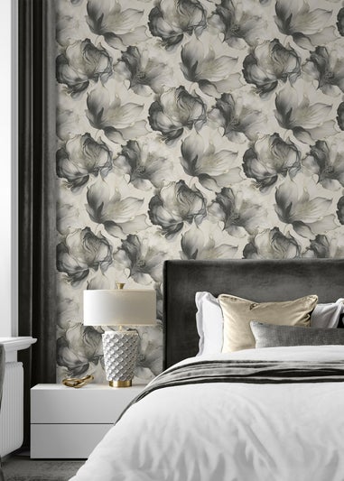 Muriva Elysian Floral Black & Gold