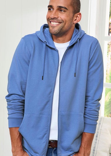 Cotton Traders Blue Iris Cotton Hooded Zip Through Sweat