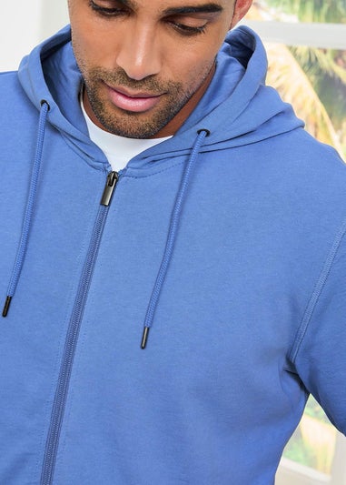 Cotton Traders Blue Iris Cotton Hooded Zip Through Sweat