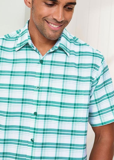 Cotton Traders Aqua Haze Short Sleeve Soft Touch Yarn-Dyed Shirt