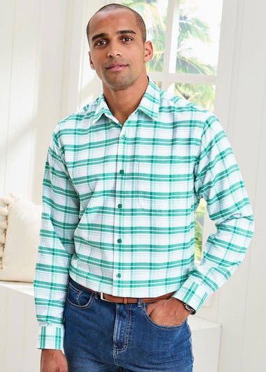 Cotton Traders Aqua Haze Long Sleeve Soft Touch Yarn-Dyed Shirt