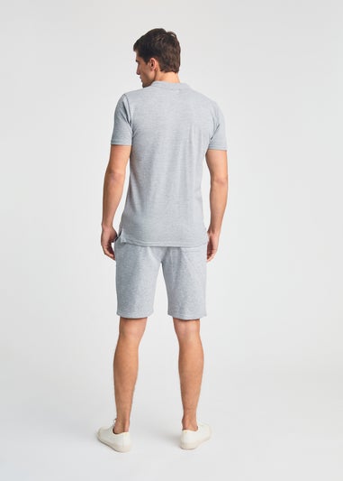 Tokyo Laundry Light Grey 2-Piece Polo Shirt & Shorts Outfit Set