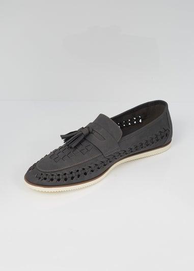 Brave Soul Grey Faux Leather Woven Loafers