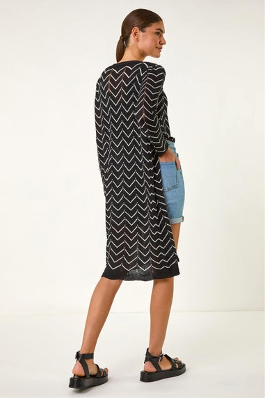 Roman Black Zig Zag Longline Cardigan