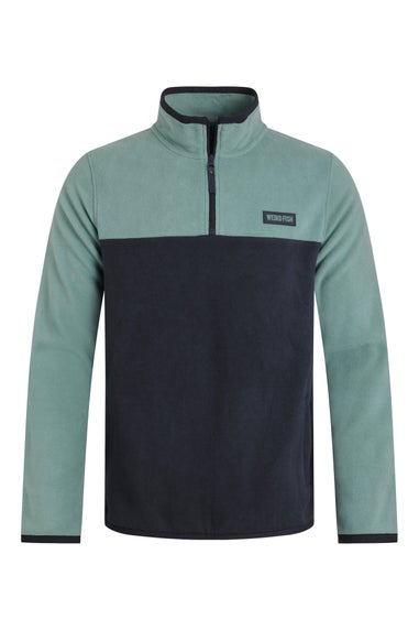 Weird Fish Mineral Blue Tristan 1/4 Zip Colour Block Microfleece