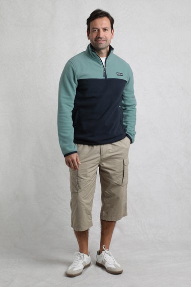 Weird Fish Mineral Blue Tristan 1/4 Zip Colour Block Microfleece