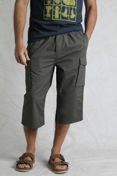 Weird Fish Dark Grey Summersville 3/4 Length Ripstop Cargo Trousers