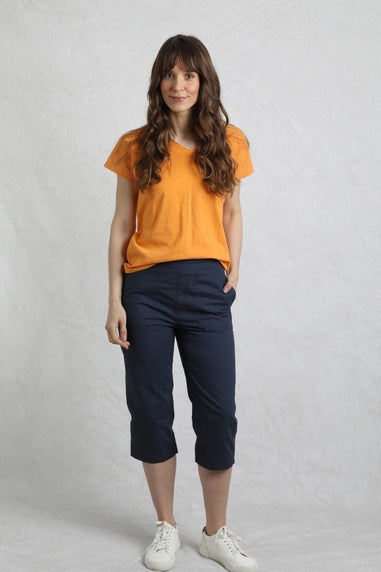 Weird Fish Navy Anyar 3/4 Length Ripstop Trousers
