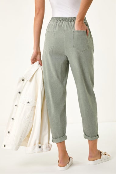 Roman Khaki Seam Detail Cropped Stretch Trouser