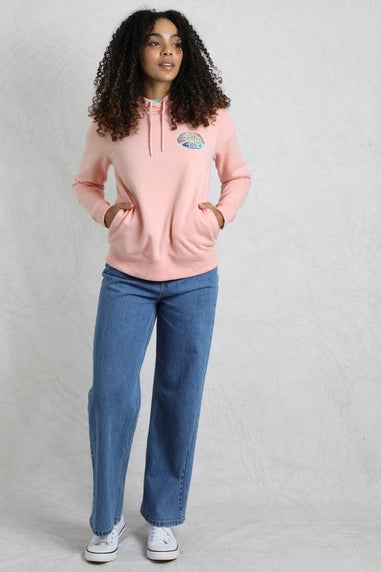 Weird Fish Dusty Rose Kira Back Print Popover Hoodie