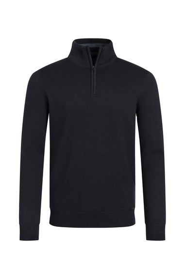 Weird Fish Navy Baxter Fine Knit 1/4 Zip Jumper