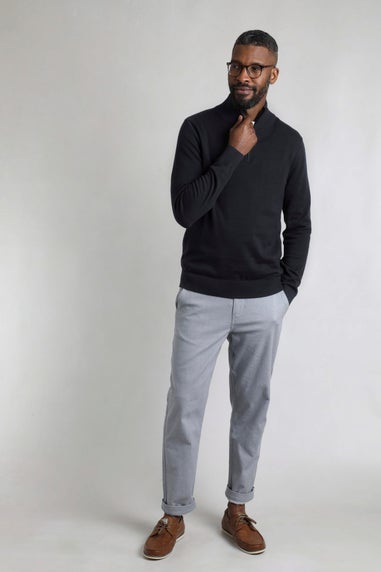 Weird Fish Navy Baxter Fine Knit 1/4 Zip Jumper
