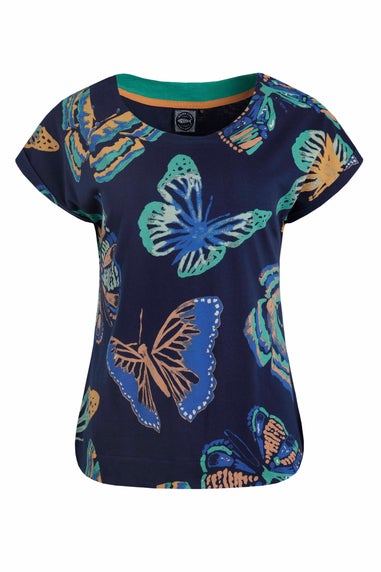 Weird Fish Dark Blue Paw Paw Printed T-Shirt