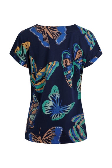 Weird Fish Dark Blue Paw Paw Printed T-Shirt