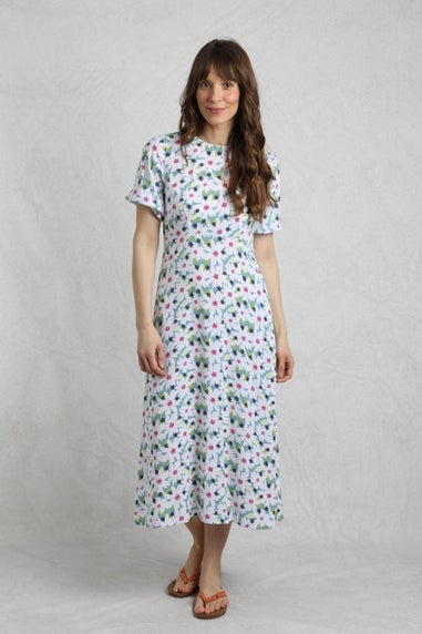 Weird Fish Washed Blue Everly Printed Dress