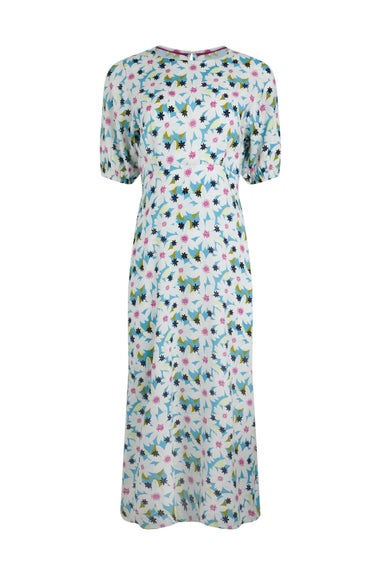 Weird Fish Washed Blue Everly Printed Dress