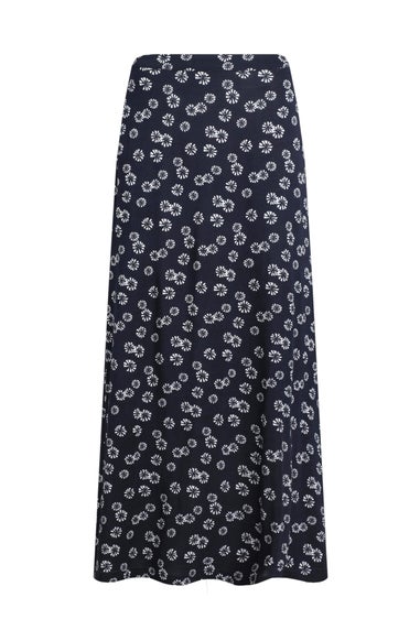 Weird Fish Navy Blue Medivet Printed Jersey Maxi Skirt