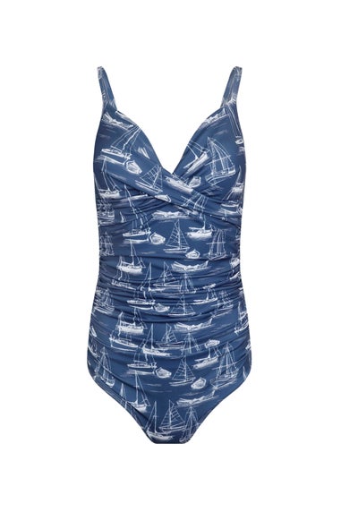 Weird Fish Grey/Blue Penelope Printed Swimsuit
