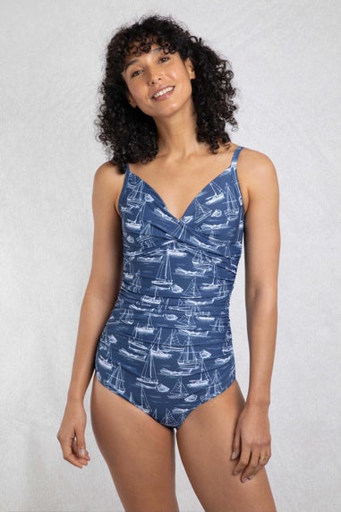 Weird Fish Grey/Blue Penelope Printed Swimsuit