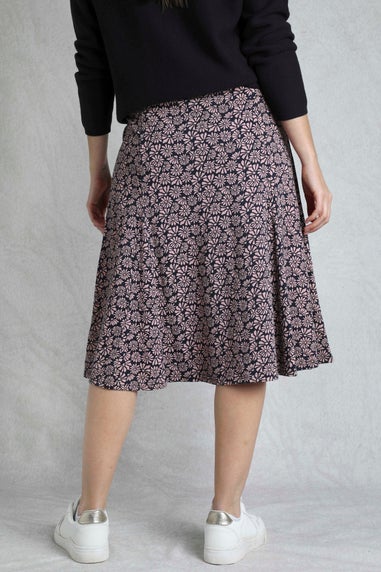Weird Fish Tea Rose Romaro Printed Jersey Midi Skirt