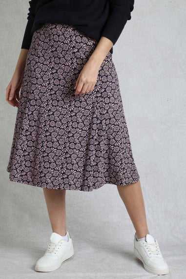 Weird Fish Tea Rose Romaro Printed Jersey Midi Skirt
