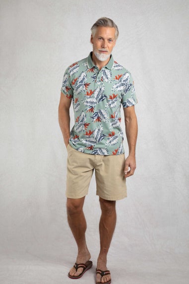 Weird Fish Mineral Blue Sarat Printed Polo Shirt