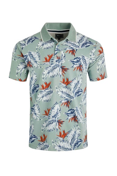 Weird Fish Mineral Blue Sarat Printed Polo Shirt