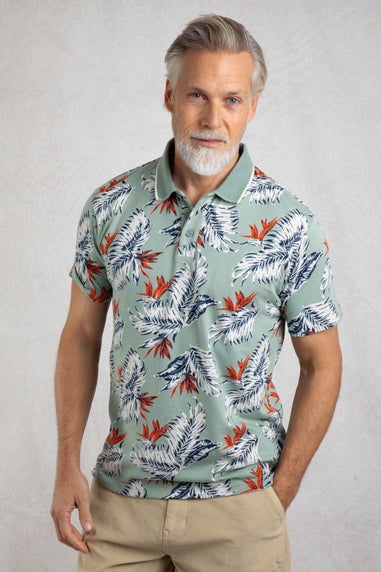 Weird Fish Mineral Blue Sarat Printed Polo Shirt