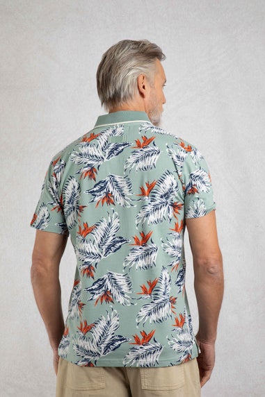 Weird Fish Mineral Blue Sarat Printed Polo Shirt