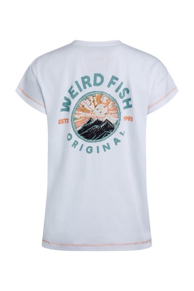 Weird Fish White Sunset Summit Back Print Graphic T-Shirt