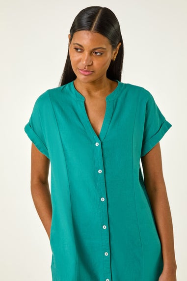Roman Jade Green Linen Mix Shift Dress