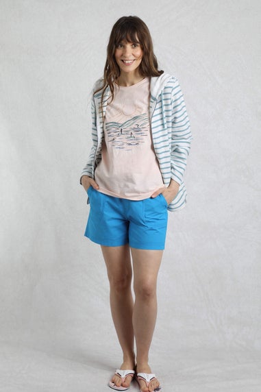 Weird Fish Teal Blue Catalina Striped Full Zip Hoodie