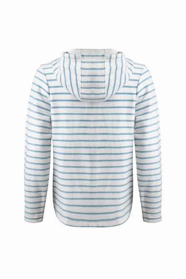 Weird Fish Teal Blue Catalina Striped Full Zip Hoodie