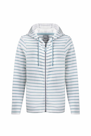 Weird Fish Teal Blue Catalina Striped Full Zip Hoodie