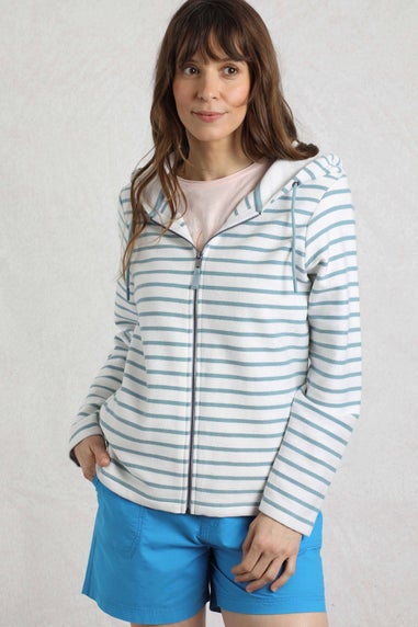 Weird Fish Teal Blue Catalina Striped Full Zip Hoodie