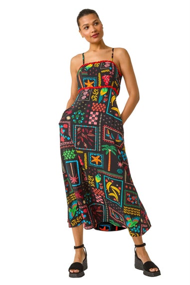 Roman Black Postcard Ric Rac Midi Dress