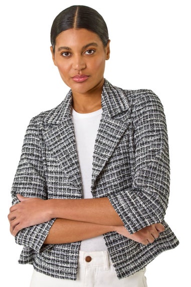 Roman Black Textured Check Blazer