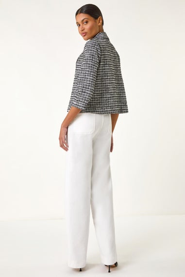 Roman Black Textured Check Blazer